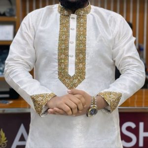 ইমপোর্টেড লাক্সারি কাতান এমব্রয়ডারি পাঞ্জাবি (Code-727)